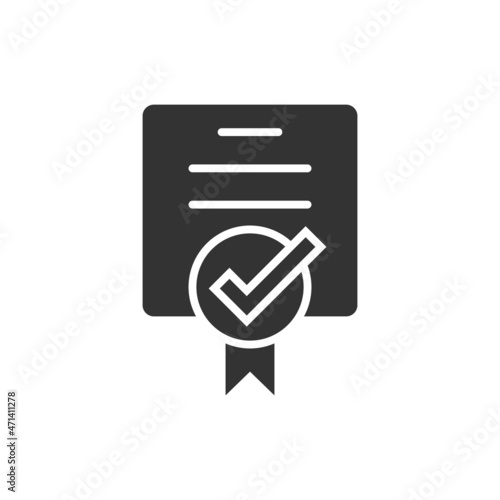Approve certificate icon in flat style. Document check mark vector illustration on white isolated background. Approval choice business concept.