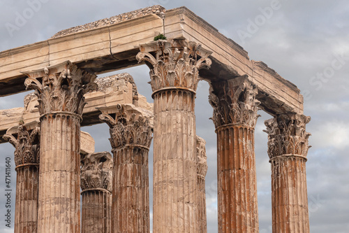 Corinthian Columns. The Temple of Olympian Zeus or the Olympeion. Colossal ruins at the centre of the Greek capital Athens