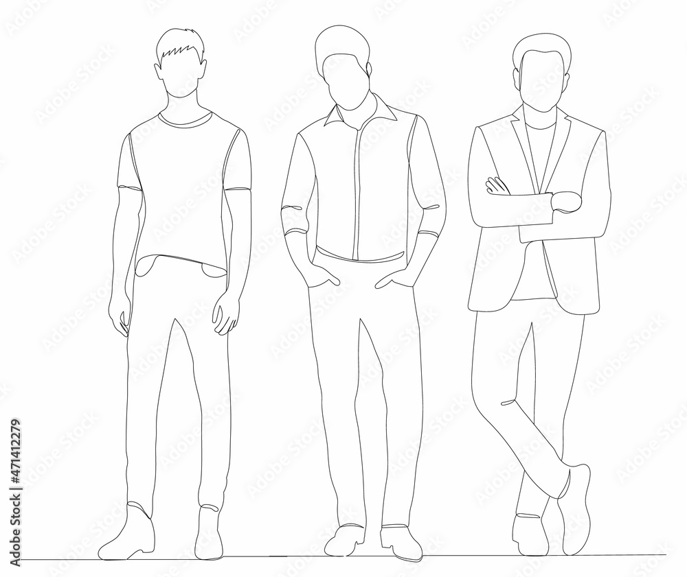 men one line drawing, vector men one line drawing, vector