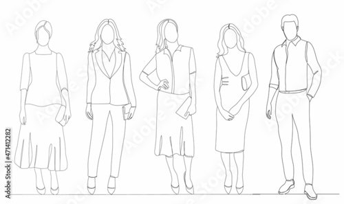 people one line drawing, vector
