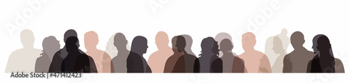 portrait silhouette people, isolated, vector