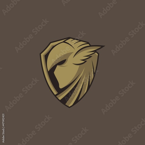 female vakyrie and shield logo. vector illustration for business logo or icon