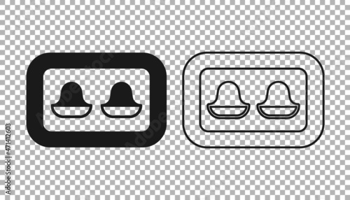 Black Earplugs with storage box icon isolated on transparent background. Ear plug sign. Noise symbol. Sleeping quality concept. Vector