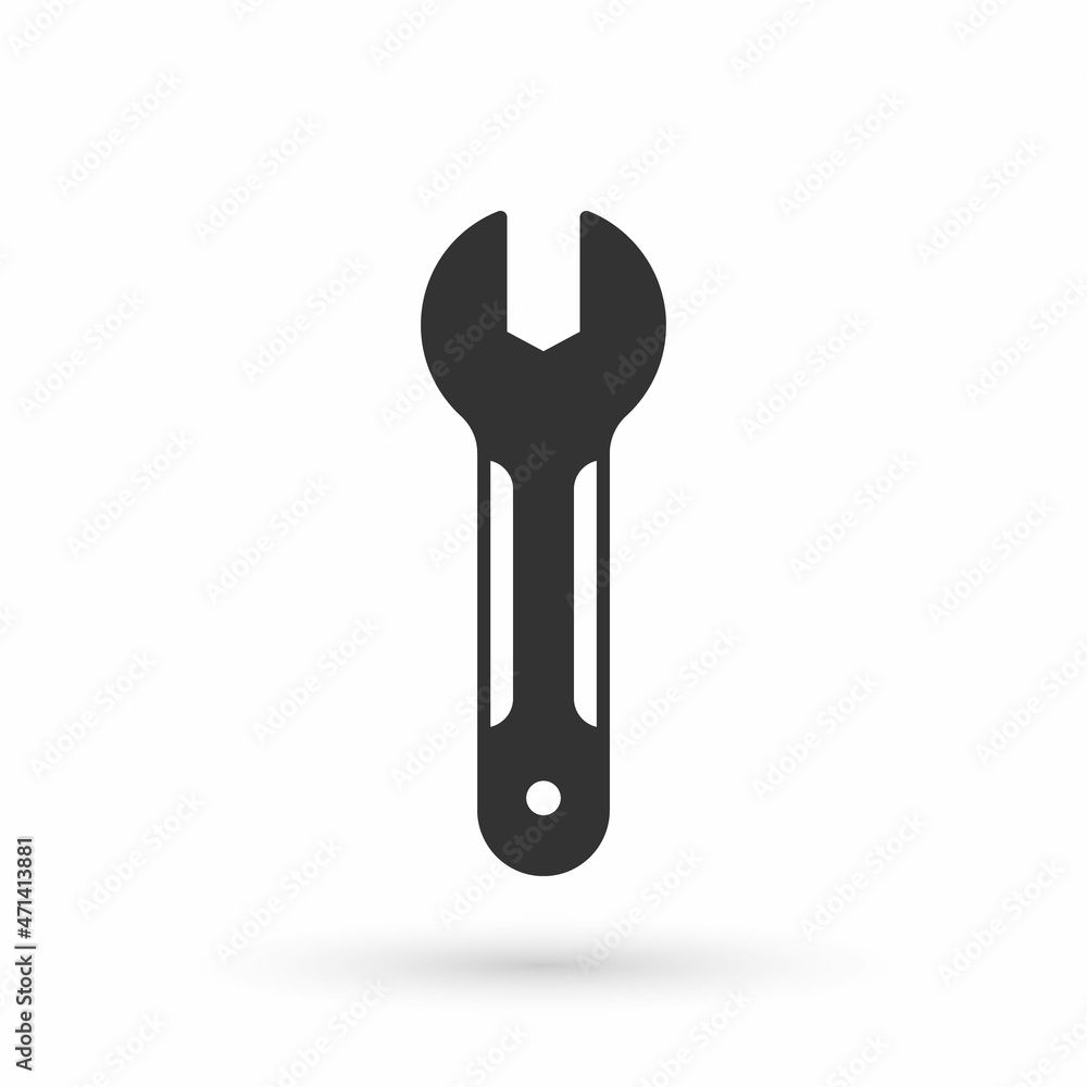 Grey Wrench spanner icon isolated on white background. Spanner repair tool. Service tool symbol. Vector Grey Wrench spanner icon isolated on white background. Spanner repair tool. Service tool symbol. Vector