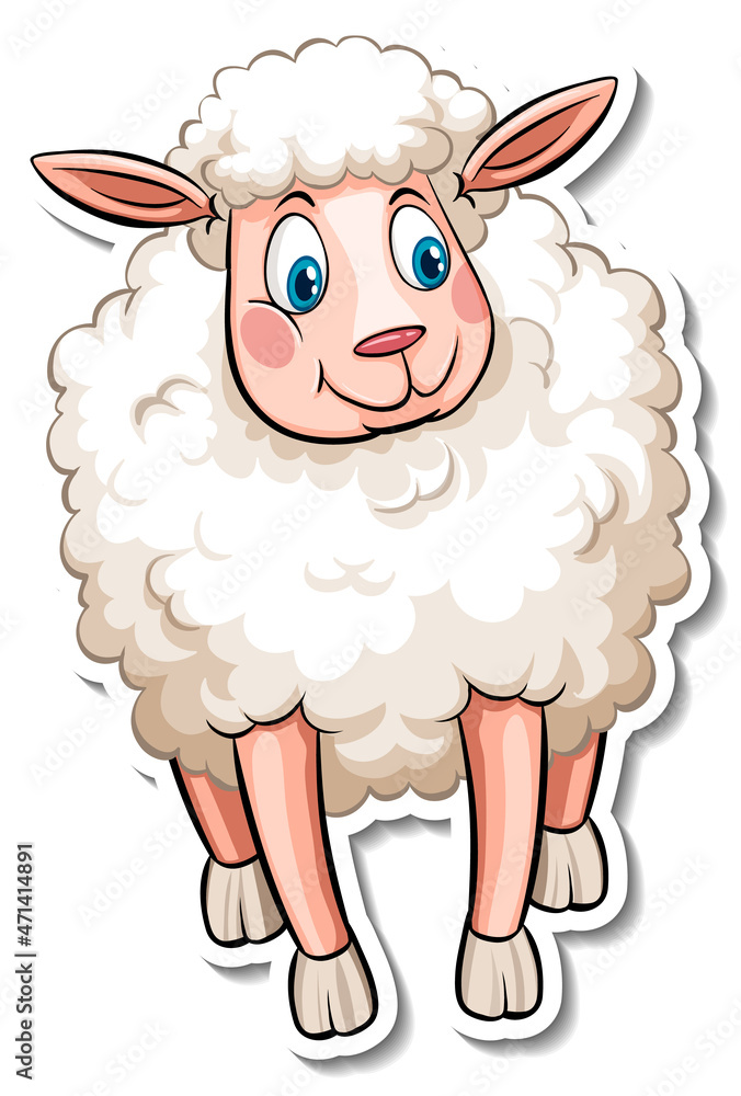 White sheep farm animal cartoon sticker White sheep farm animal cartoon sticker