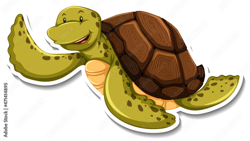 Fototapeta premium Cute turtle animal cartoon sticker