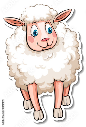 White sheep farm animal cartoon sticker