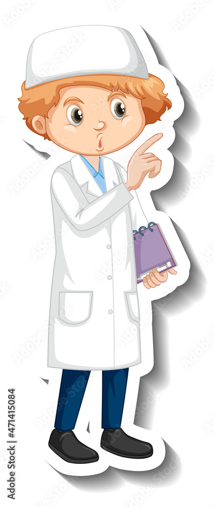 Scientist muslim boy cartoon character sticker Scientist muslim boy cartoon character sticker