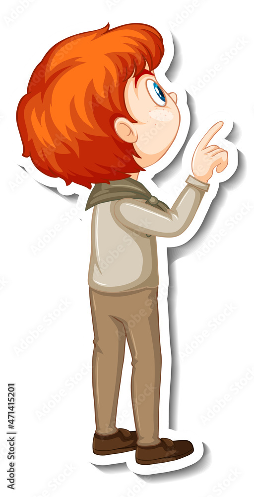Boy in safari outfit cartoon character sticker Boy in safari outfit cartoon character sticker