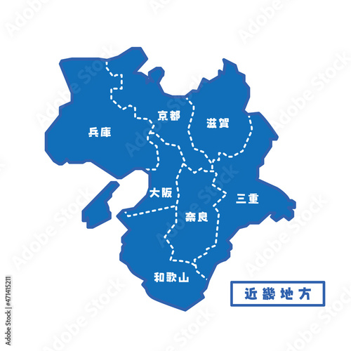 日本の地域図 近畿地方 シンプル青 photo