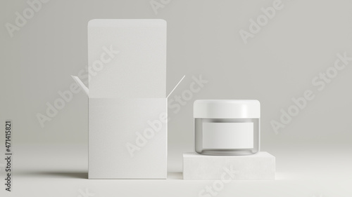 Canvastavla Minimal white cosmetic cream jar mockup on white background.