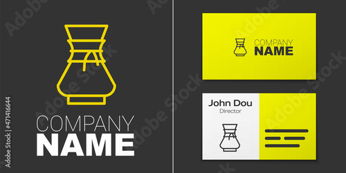 Logotype line Pour over coffee maker icon isolated on grey background. Alternative methods of brewing coffee. Coffee culture. Logo design template element. Vector