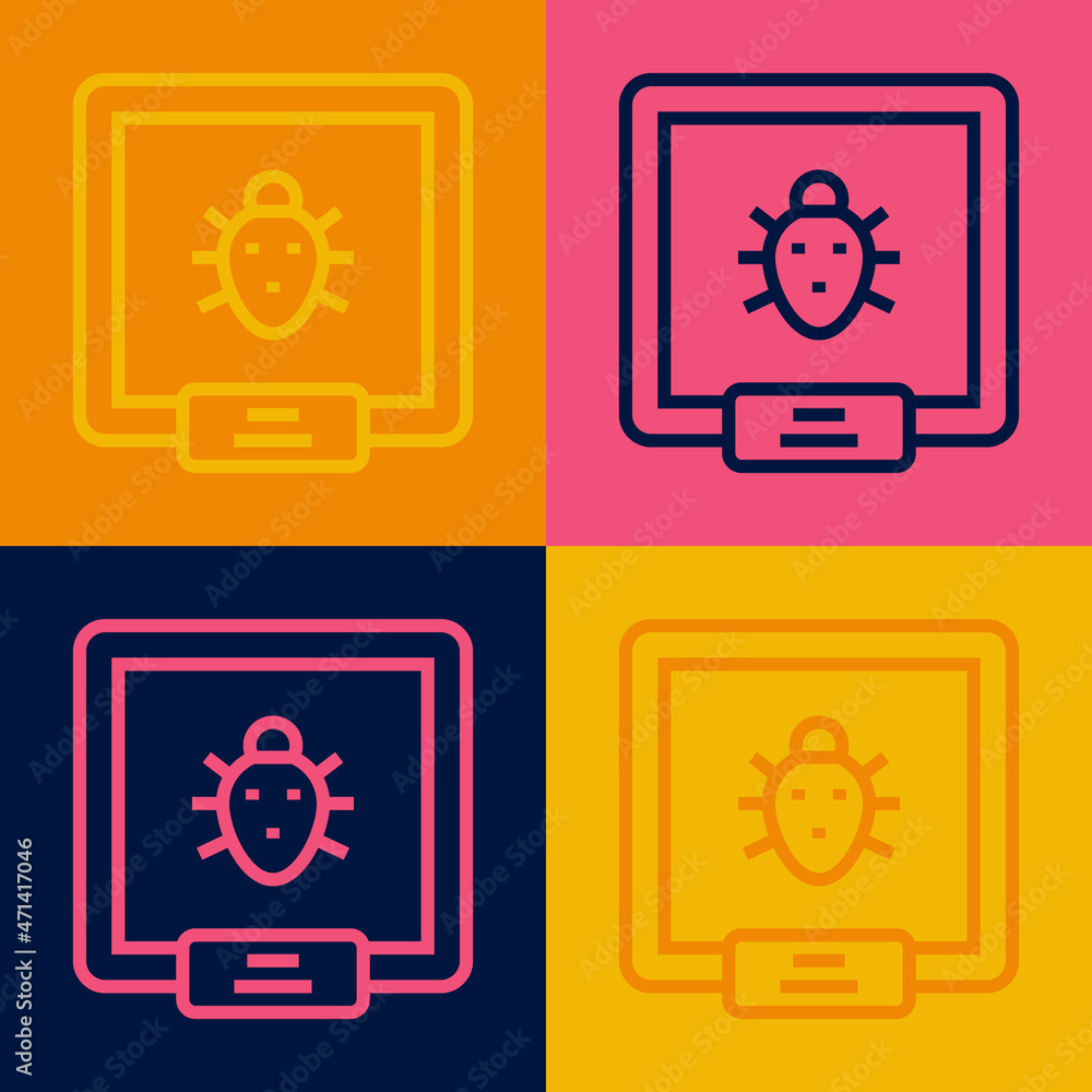 Pop art line Colorado beetle icon isolated on color background. Vector Pop art line Colorado beetle icon isolated on color background. Vector
