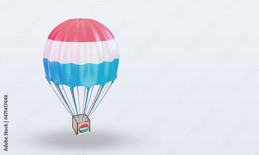 Naklejka premium 3d parachute Luxembourg flag rendering left view