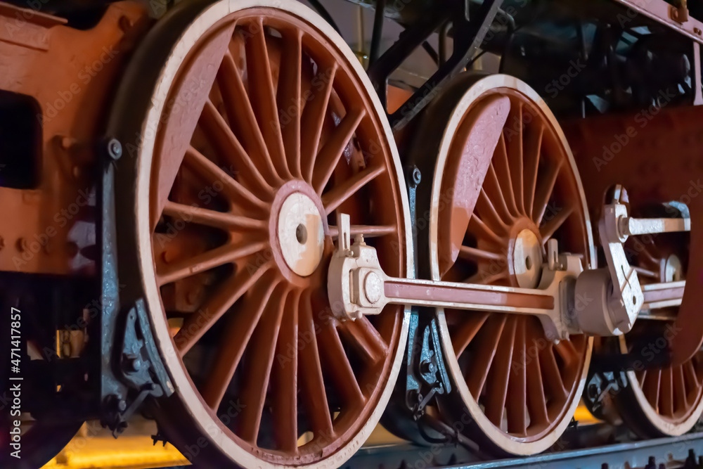 wheels of an old steam locomotive close-up wheels of an old steam locomotive close-up