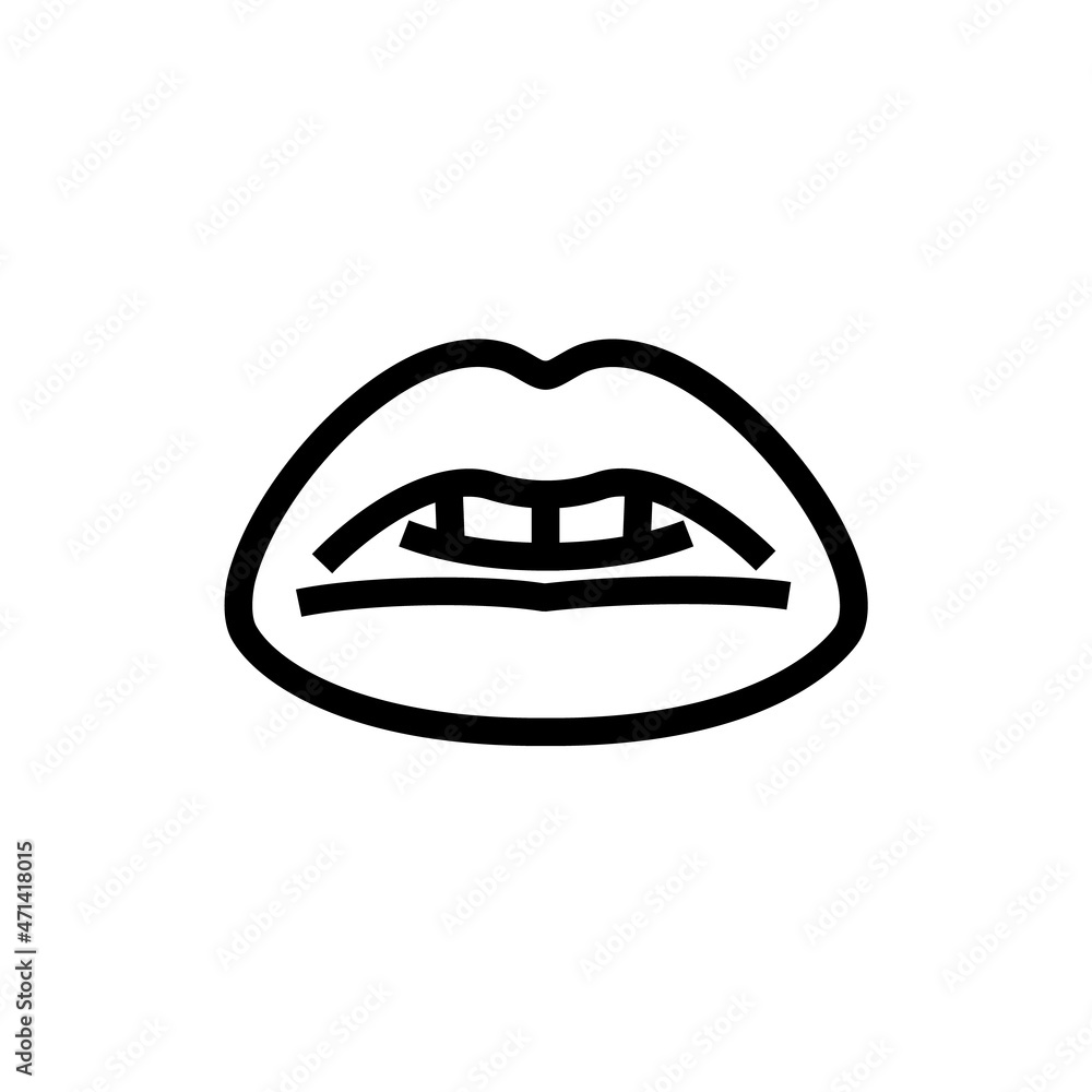 Sexy lips, female open mouth, drawn by one line Sexy lips, female open mouth, drawn by one line