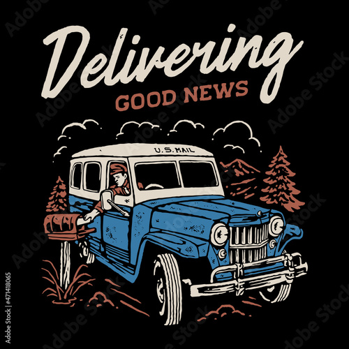 Vintage postman illustration