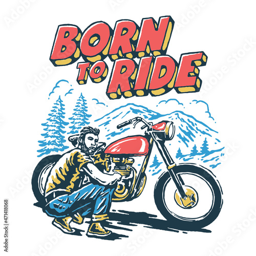 Vintage motorcycle rider illustration