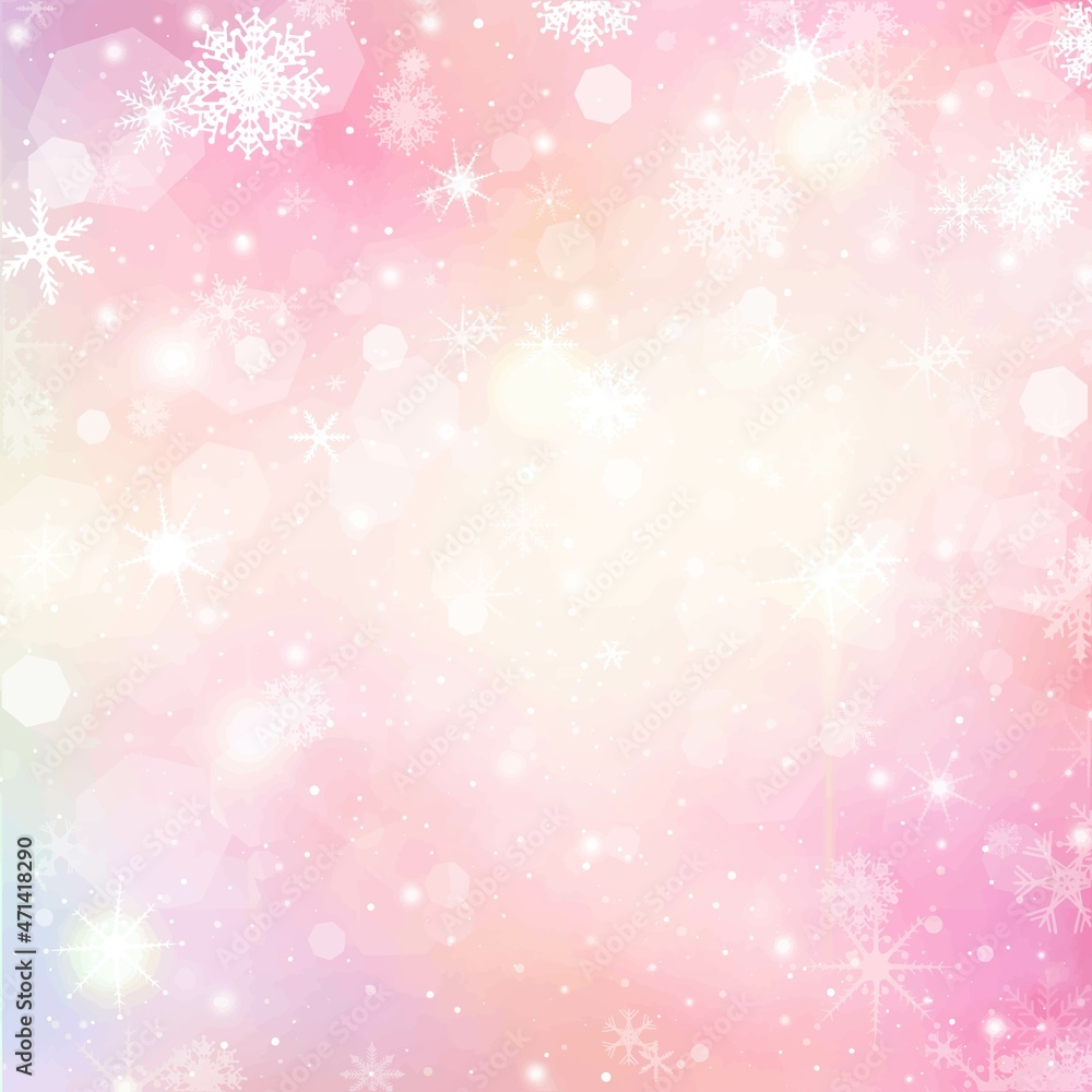 ピンクゴールドのエレガントで幻想的な雪の結晶のグラデーションベクターイラストグラデーション背景素材
