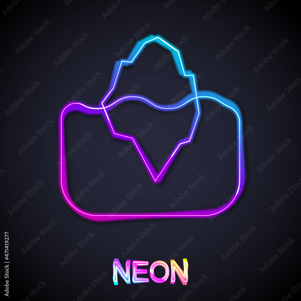 Glowing neon line Iceberg icon isolated on black background. Vector Glowing neon line Iceberg icon isolated on black background. Vector