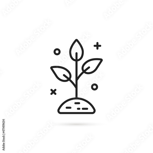 thin line plant growth in soil like seedling icon