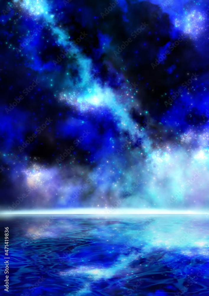 幻想的な夜の海の風景stock Illustration Adobe Stock