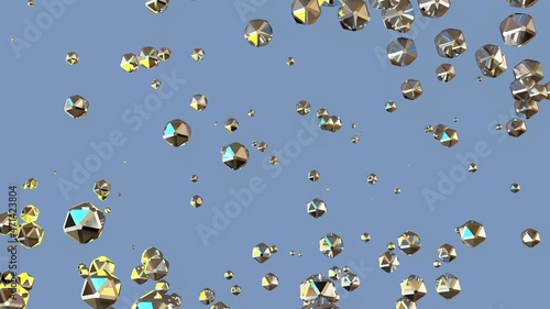3d render futuristic silver holographic abstract illustration, holographic geometric objects flying in space background