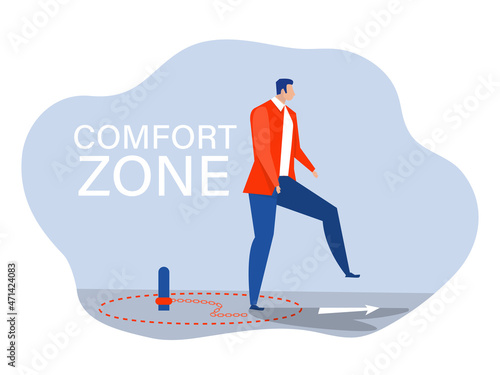 businessman step out of comfort circle for freedom for new success.comfort zone concept vector