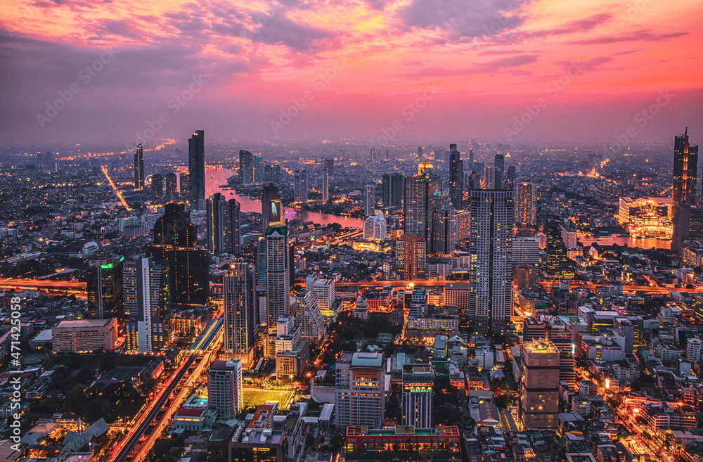 Naklejka premium Bangkok night view