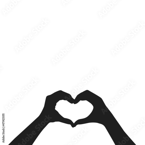 Hands folded in the shape of a heart isolated on a white background. Love symbol. Vector illustration