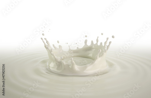 Milk crown splash, splashing in milk pool.
