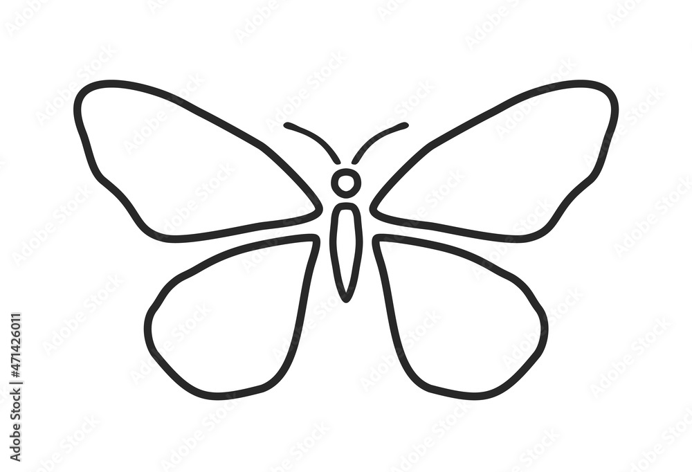 Butterfly - black lines shape on white background Butterfly - black lines shape on white background