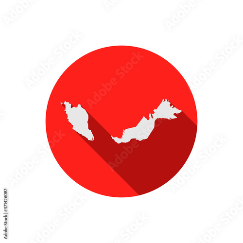 Canvas Print Map of Kuala Lumpur on red circle with long shadow