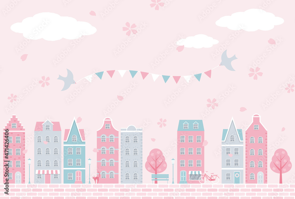 vector background with city landscape with houses and flowers for banners, cards, flyers, social media wallpapers, etc. vector background with city landscape with houses and flowers for banners, cards, flyers, social media wallpapers, etc.