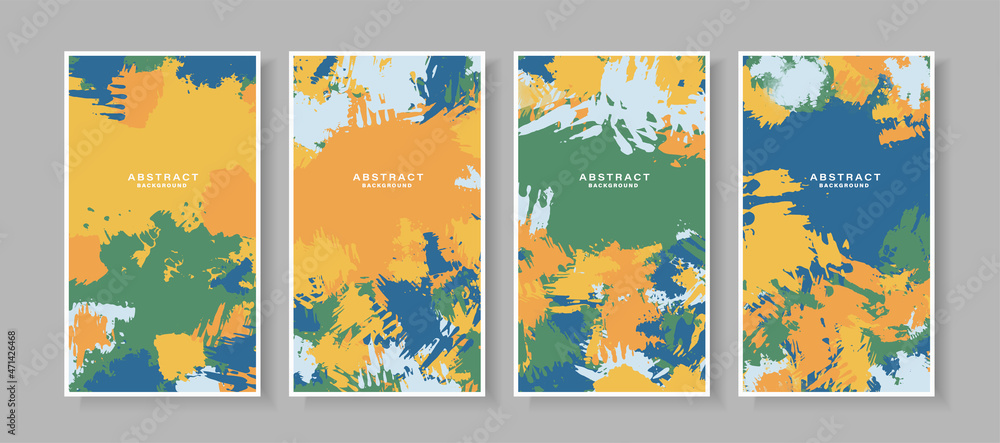 Naklejka premium Set of colorful abstract Watercolor paint texture background.