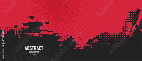 Black and red abstract grunge background with halftone style.	
