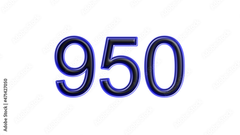 blue 950 number 3d effect white background blue 950 number 3d effect white background
