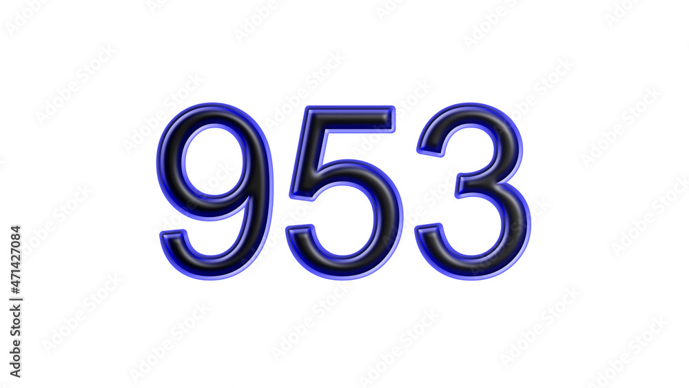 blue 953 number 3d effect white background blue 953 number 3d effect white background