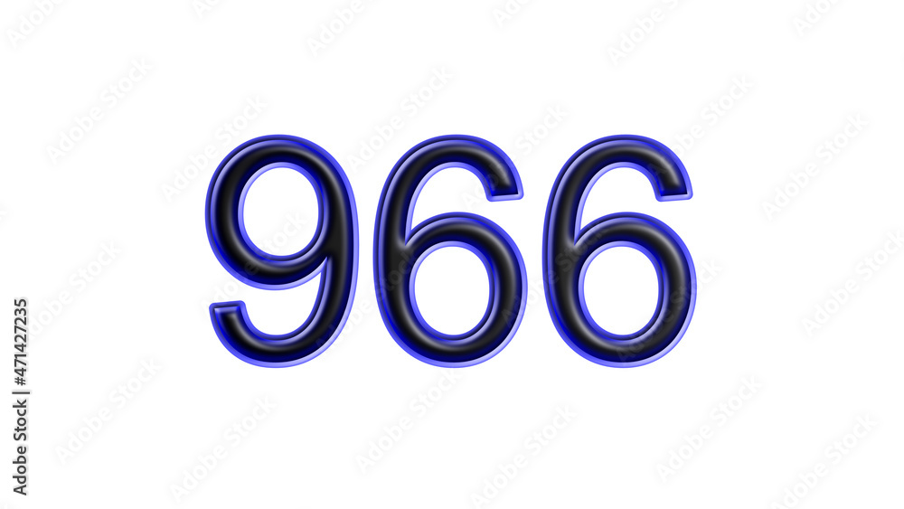 Fototapeta premium blue 966 number 3d effect white background