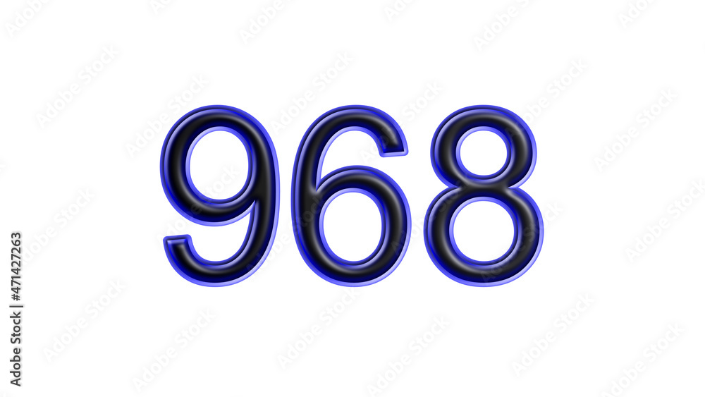 blue 968 number 3d effect white background blue 968 number 3d effect white background