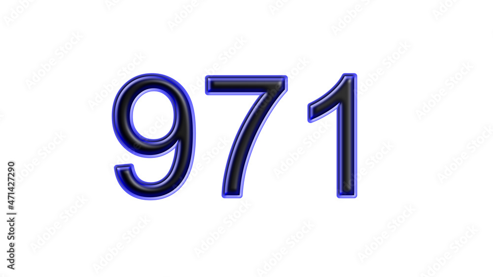 blue 971 number 3d effect white background blue 971 number 3d effect white background