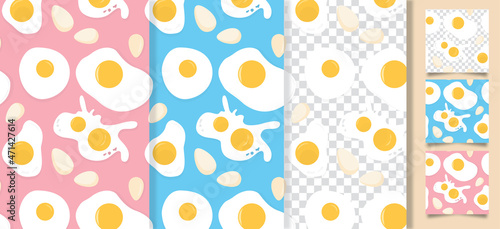 Scrambled egg seamless pattern template, with pop art colors for decoration and design ornaments