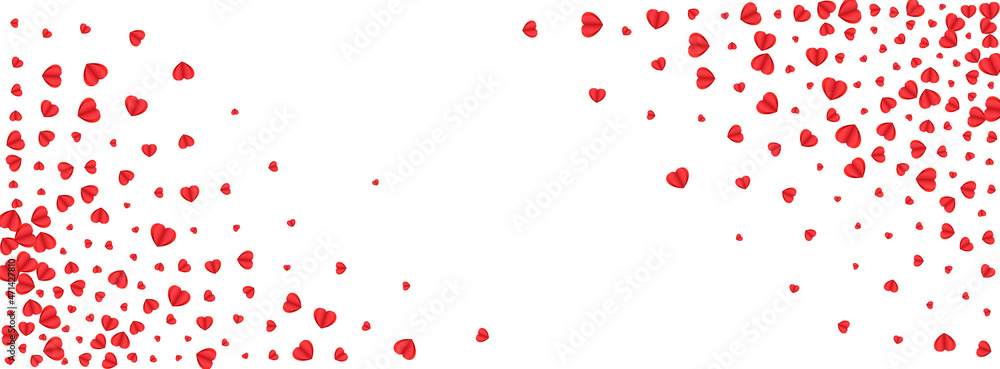 Red Heart Background White Vector. Sweetheart Illustration Confetti. Fond Random Texture. Tender Heart Color Pattern. Pink Cute Frame.