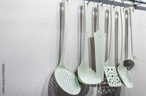 plastic Kitchenware tools and cooking on rolling