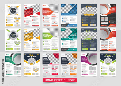 a bundle of 18 templates of a4 flyer template, modern template, in red color, and modern design, perfect for creative professional business template design