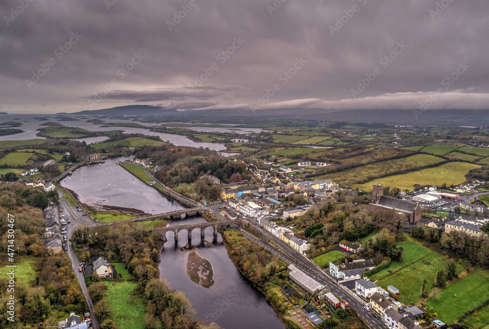 Newport Town Co. Mayo Ireland from above Drone Footage 
