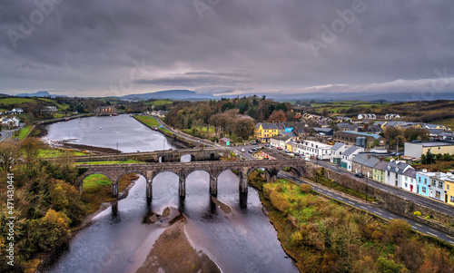 Newport Town Co. Mayo Ireland from above Drone Footage 