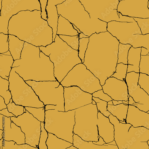 Cracked weathered yellow wall cool grunge seamless pattern