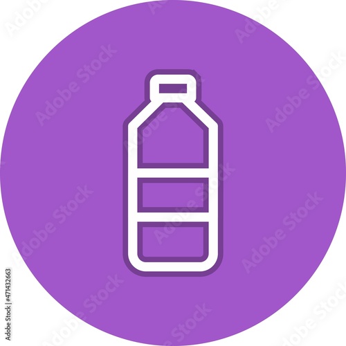 Water Bottle Line Circle Vector Icon Design