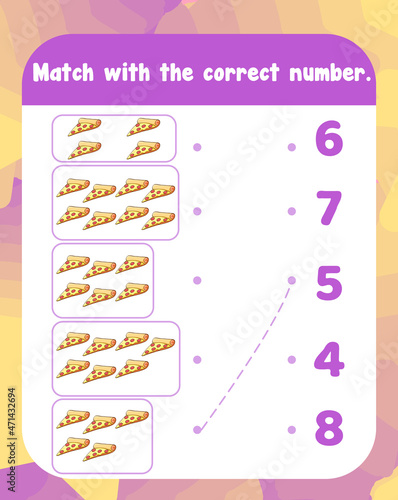 Count and match numbers math worksheet template